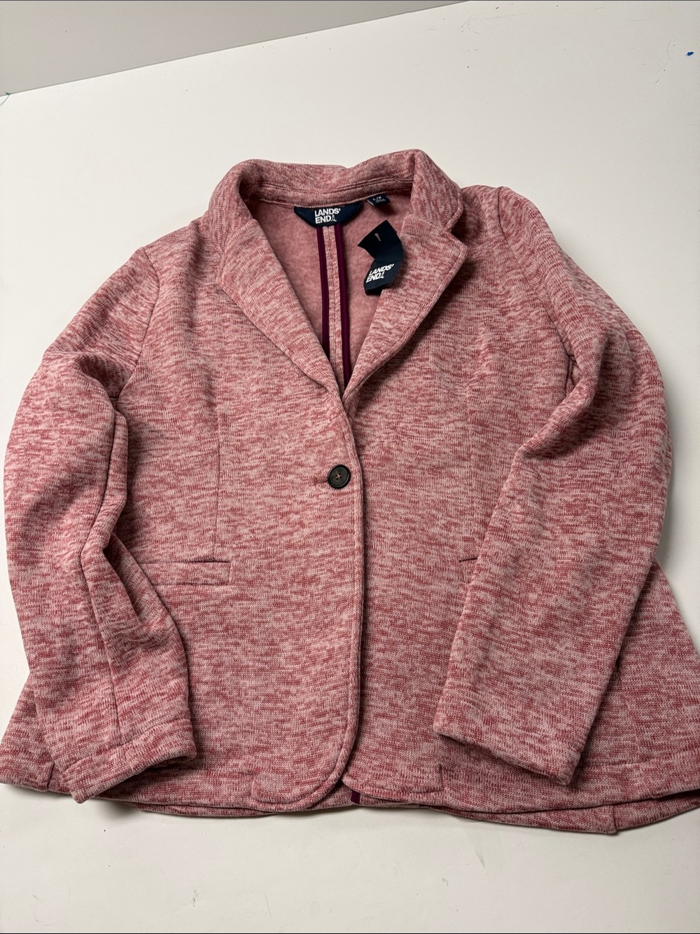 Lands' End Heathered Rose knit Blazer